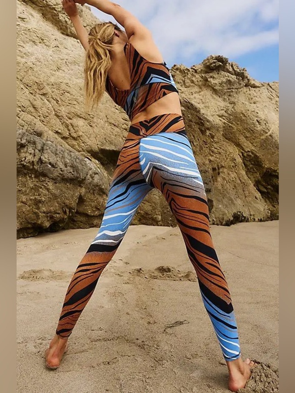 NWT Free People Print Never Better Leggings Large, BROWN COMBO